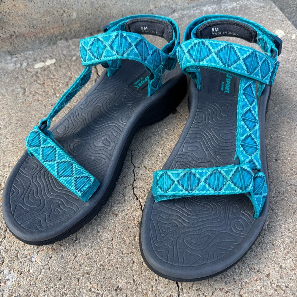 J-Sport By Jambu Sandals size 8 turquoise blue chevron navajo Chaco like shoe